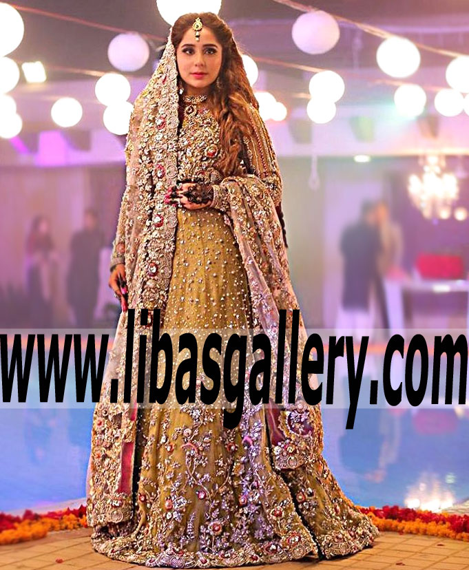 Glorious Pakistani Bridal Wear with Appealing and Elegant Embellishments for Valima or Reception