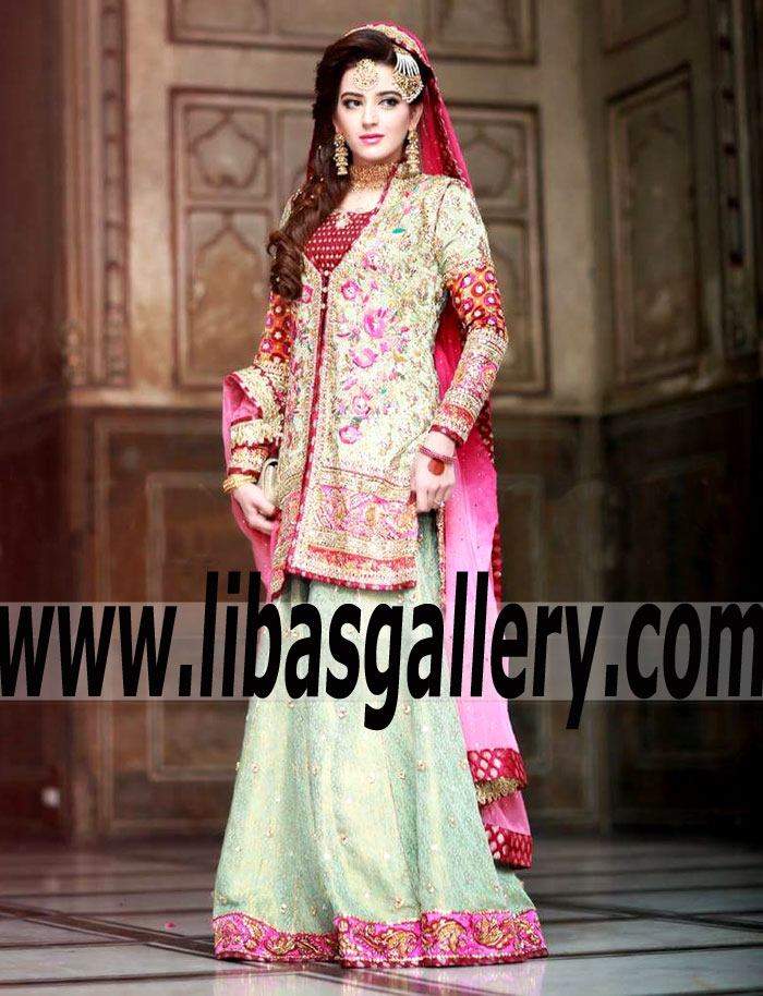 Royal Class Bridal Dress with Graceful and Marvelous Embellishments Lehenga for Engagement and Valima