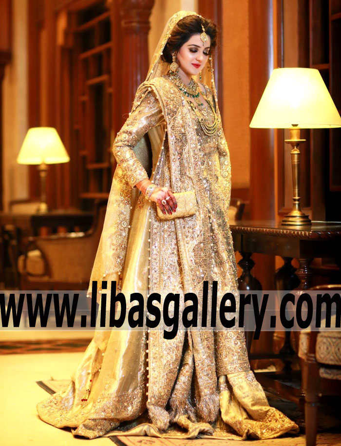 Stylish Wedding Lehenga Dress With Heavy Embellishments for Valima and Reception