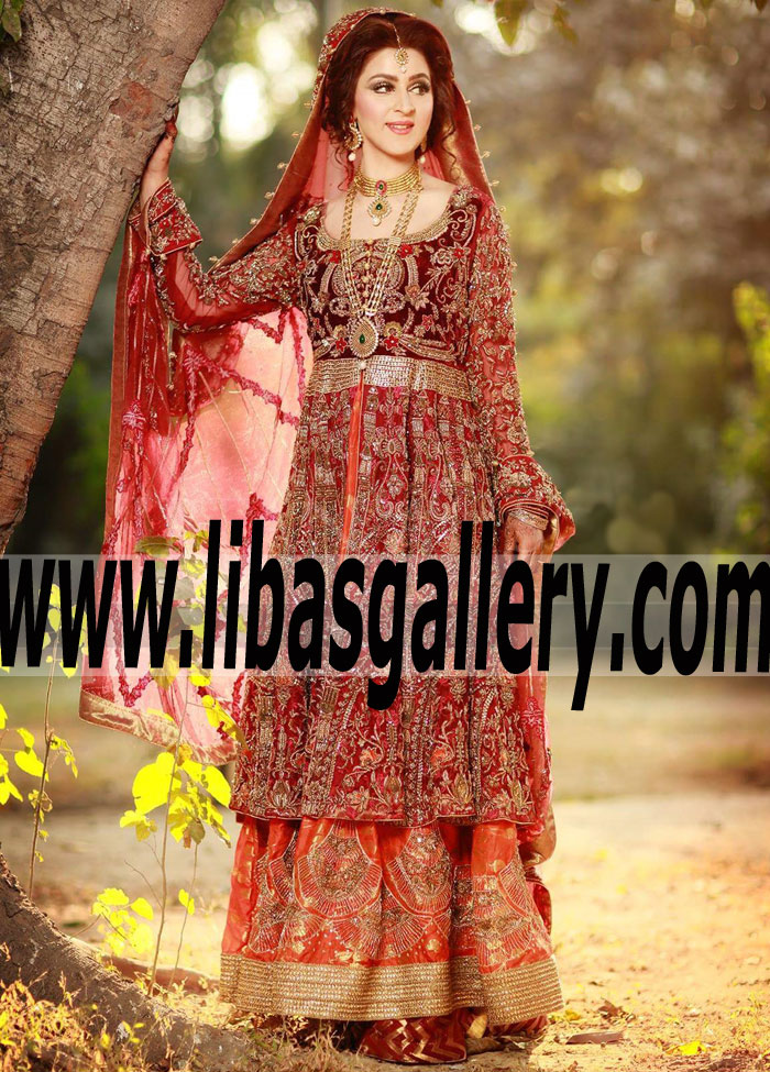 Vivacious Designer Wedding Gown with Dazzling and Awesome Embellished Lehenga for Wedding and Special Occasions