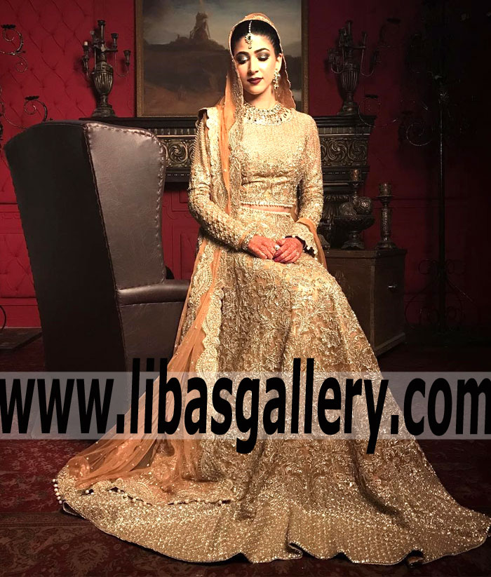 High-end Wedding Lehenga with Exquisite Embellishments for Valima and Reception