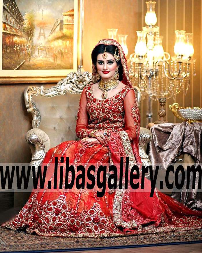 Miraculous Bridal Dress with Beautiful and Fabulous Embellishments for Barat or Rukhsati