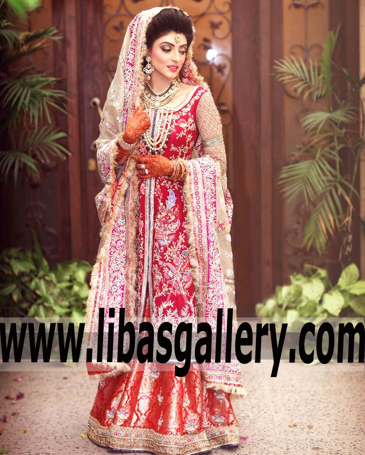 High Fashion Wedding Sharara with Stunning Embellishments for Rukhsati or Barat