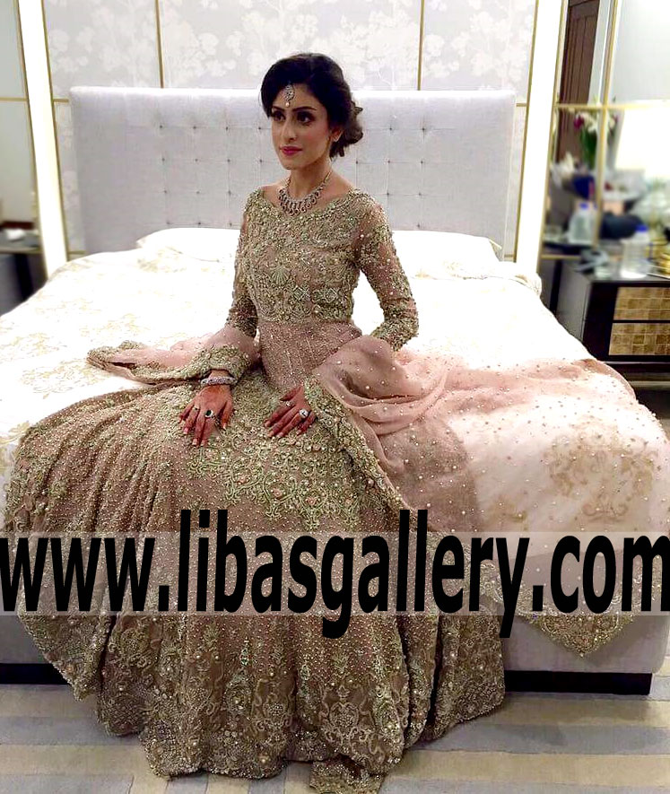 Admirable Bridal Gown Dress with Marvelous Embellishments for Valima and Special Occasions