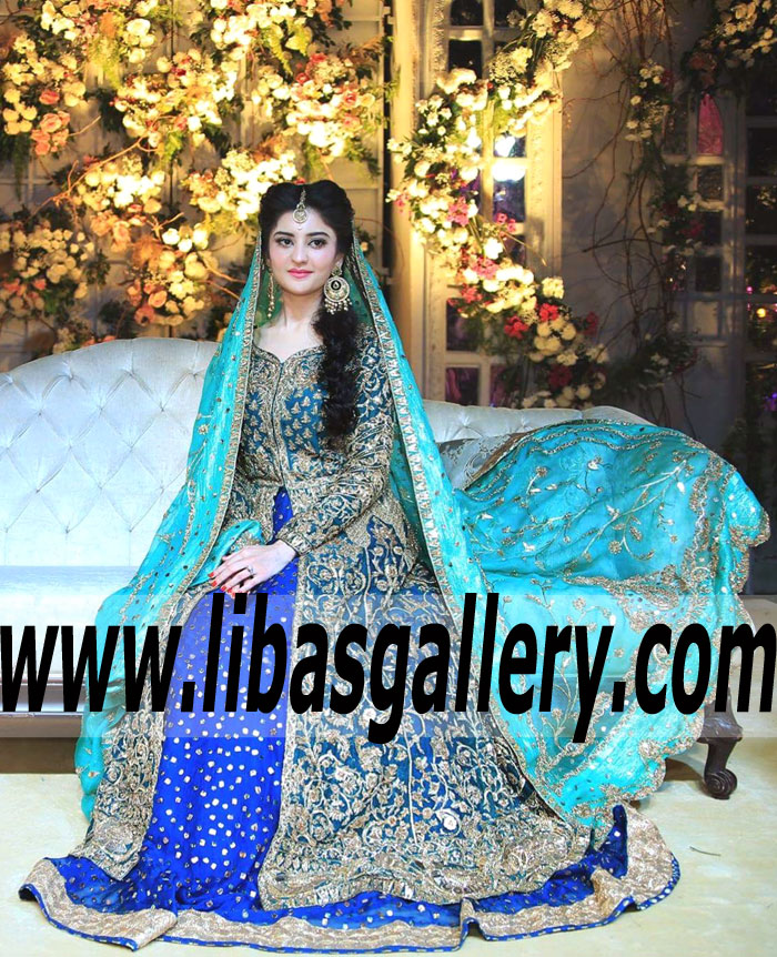 Whimsical Bleu de France Pakistani Wedding Gown