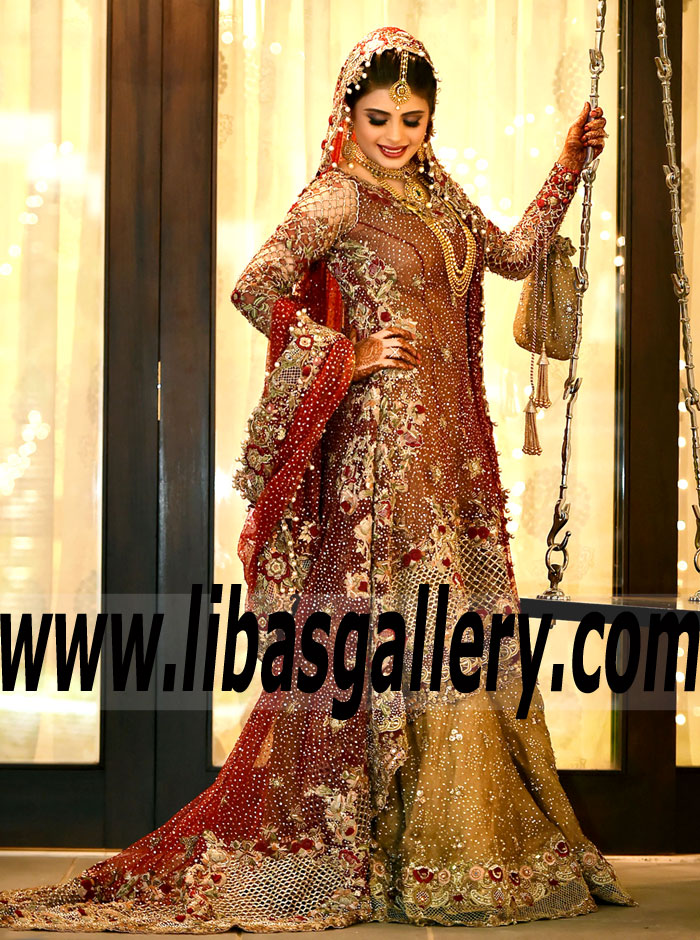 Fabulous American Rose Pakistani Bridal Dress