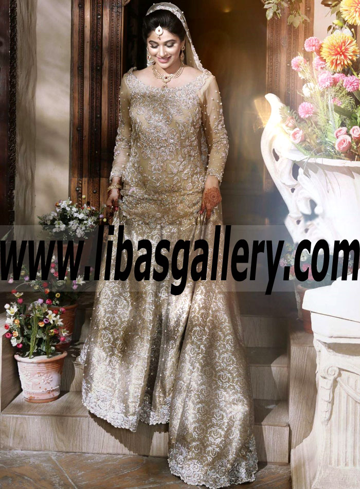 Sophisticate Burlywood Pakistani Wedding Dress