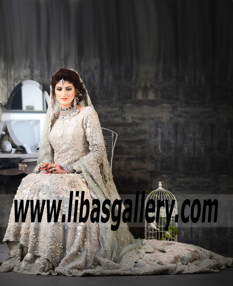 Precious Cosmic Latte Pakistani Wedding Dress