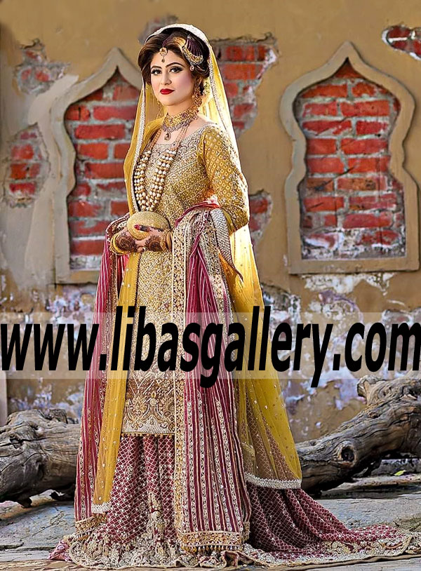 Spectacular Indian Yellow Bridal Lehenga Dress