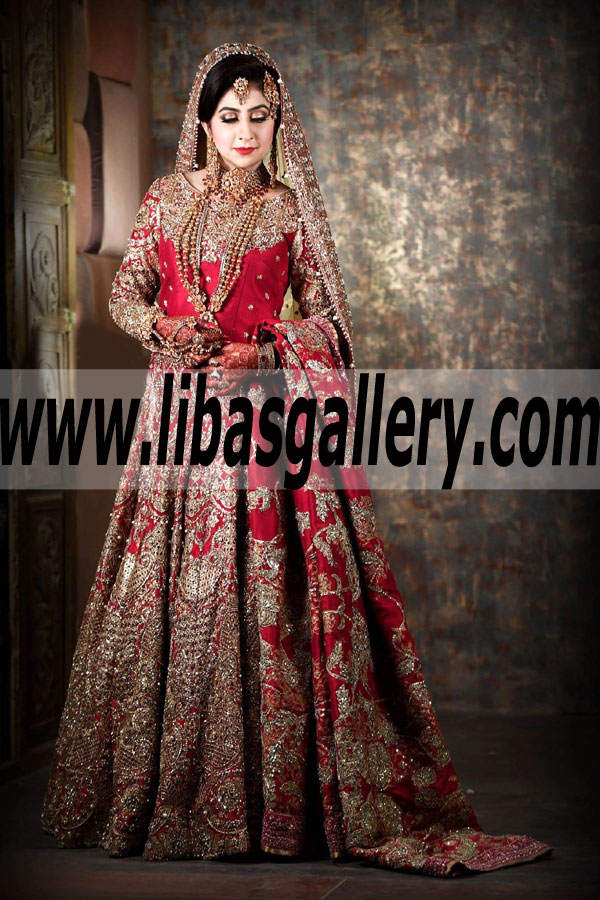 red pakistani wedding dress