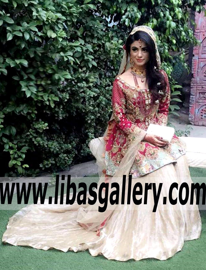 Ravishing  Misty Rose Pakistani Bridal Sharara Dress
