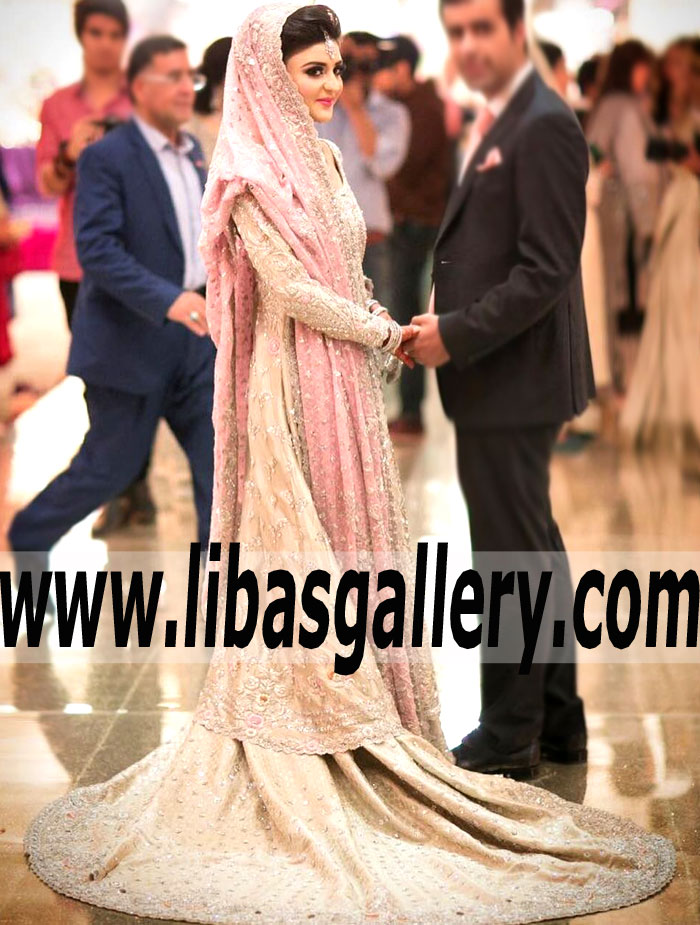 Brilliant Pink Crocus Bridal Lehenga for Wedding