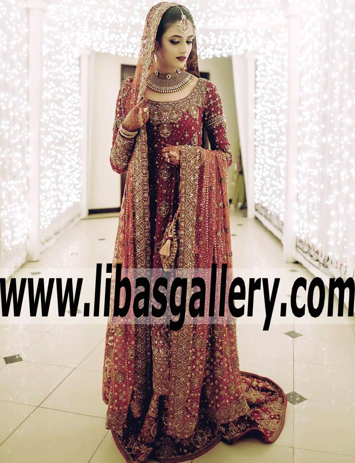 Traditional Red Heavy Embellished Bridal Dress