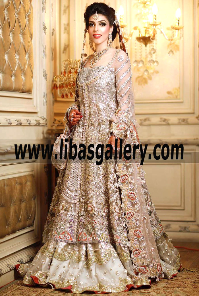 Exquisite Tea Rose Wedding Gown for Reception