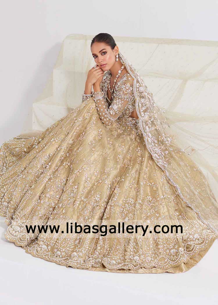Luxury Olive Green Bridal Peshwas and wedding Lehenga
