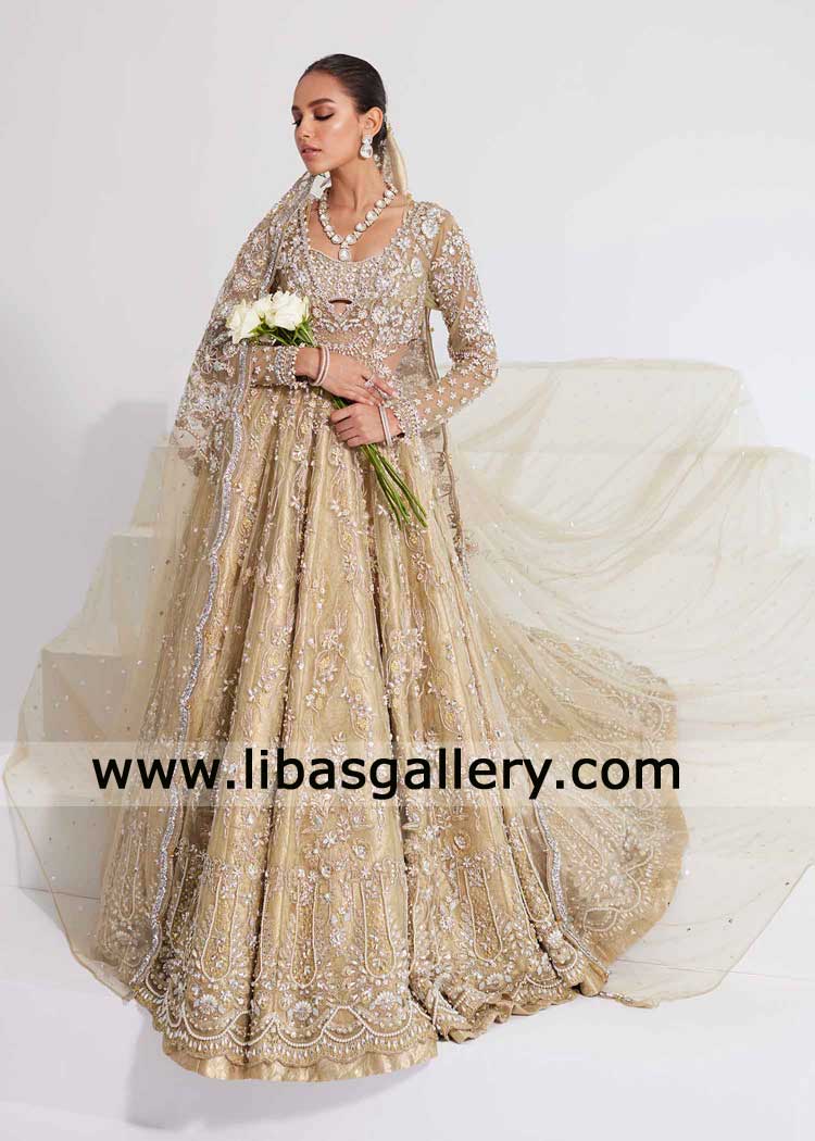 Luxury Olive Green Bridal Peshwas and wedding Lehenga