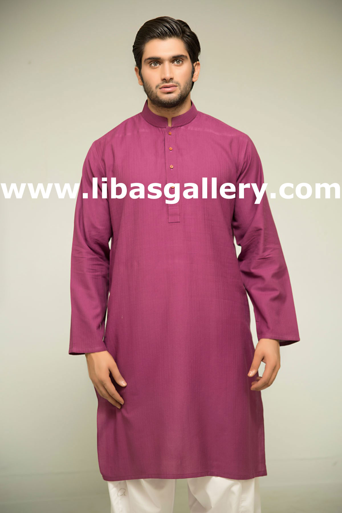 dark shades gents kurta suit with white shalwar