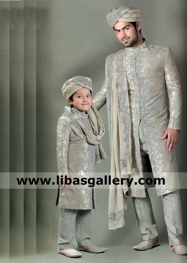 Jamawar Sherwani Silver Premium quality for Groom nikah Barat day, Wedding Sherwani Complete Set UK USA Canada Dubai Australia Jamawar Sherwani Silver Premium quality for Groom nikah Barat day, Wedding Sherwani Complete Set UK USA Canada Dubai Australia