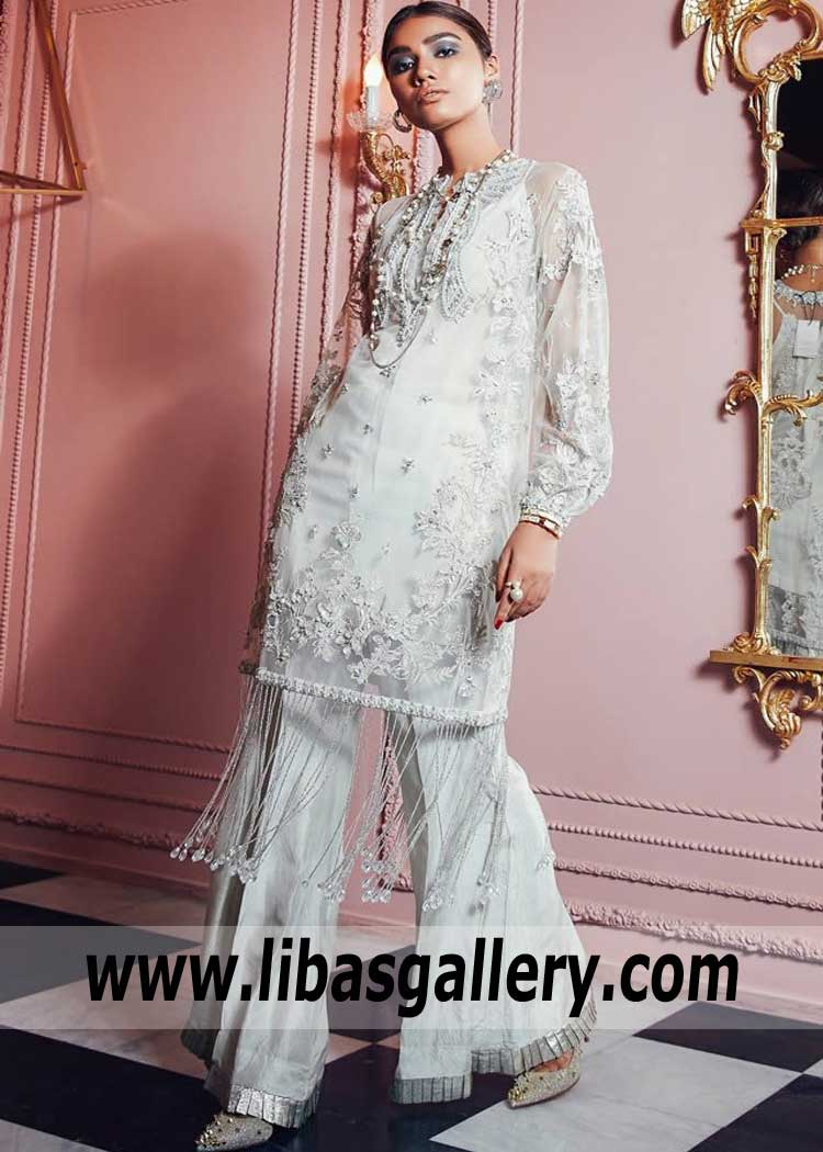 Designer Cloud Ice Formal Party Dress with Full Embroidery