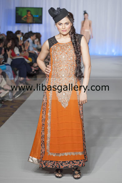 Designer Embroidered Charmeuse Silk Collection 2013 By Gul Ahmed For Eid ul Adha Parties At Pakistan Fashion Week 4 London Chicago, Illinois, USA 