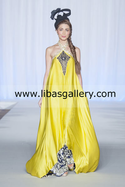 Cadmium Yellow Britania Party Wear Dresses SeM