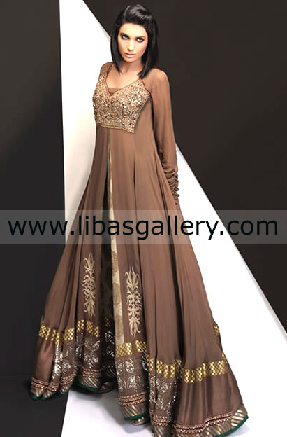 Brown Pavone Party Dress