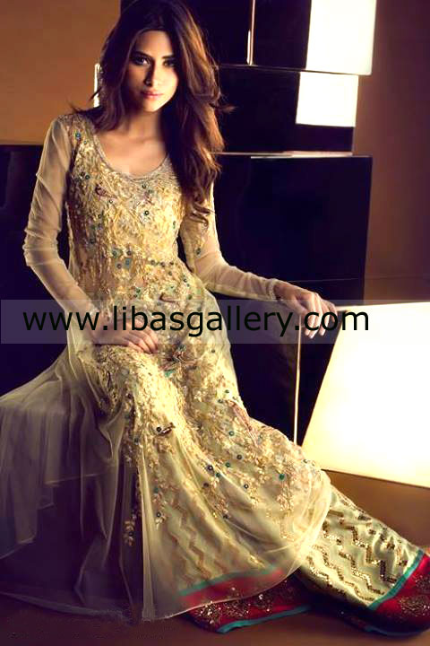 Pale goldenrod Angora Party Dress 