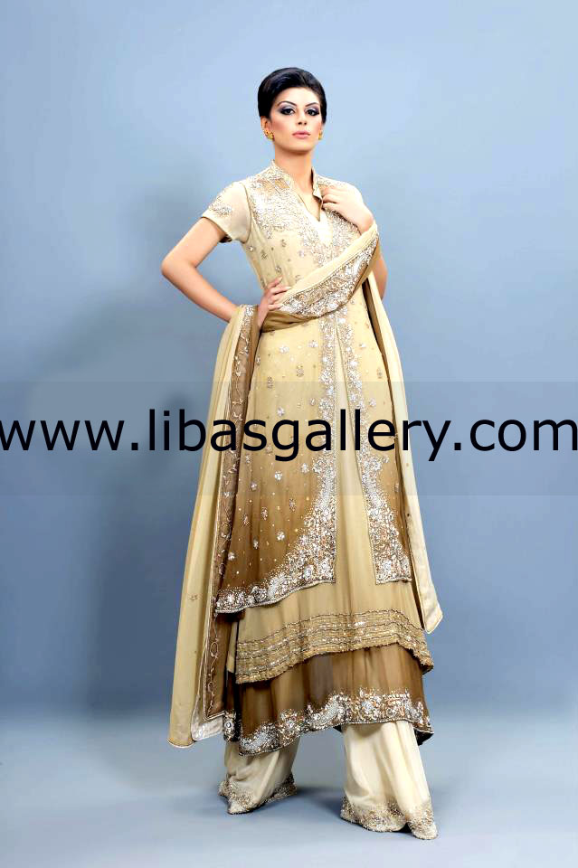 Beige Hosea Party Wear Dress 