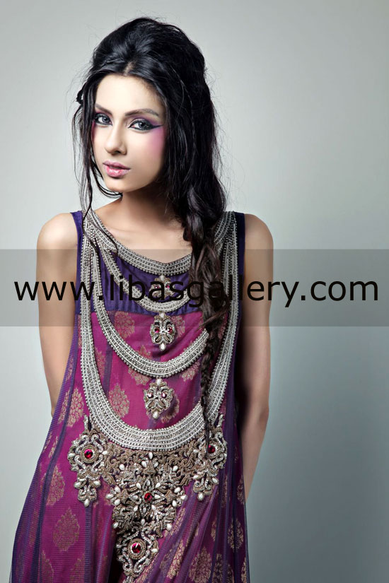 Aubergine Dorato Party Wear Dress