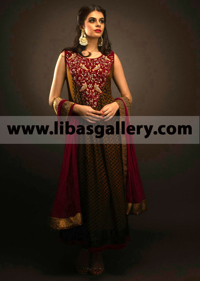 Latest Anarkali Dresses Designer High Low Hem Anarkali Dresses Pakistan Buy now in UK USA Canada Australia