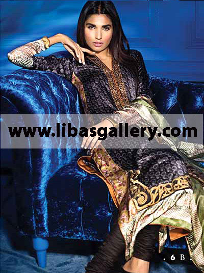 Sana Safinaz Silk Collection 2014 is Designed to Make Your Eid ul Azha a Memorable Experience. Affordable Prices (Retail and Wholesale). Guaranteed Availability.Sana Safinaz Luxury Designer Silk Cotton Lawn Shalwar Kameez for Delicate Wedding and Formal P