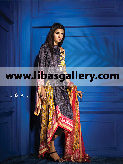 Designer Luxury Silk Suits 2014 for EID-Ul-Adha from Sana Safinaz Silk Collection 2014  is ON SALE. Grab Your Favorite Print for Eid ul Azha NOW! Sana Safinaz Silk Collection 2014 Gorgeous Party Dress for All Formal Events in Wholesale
