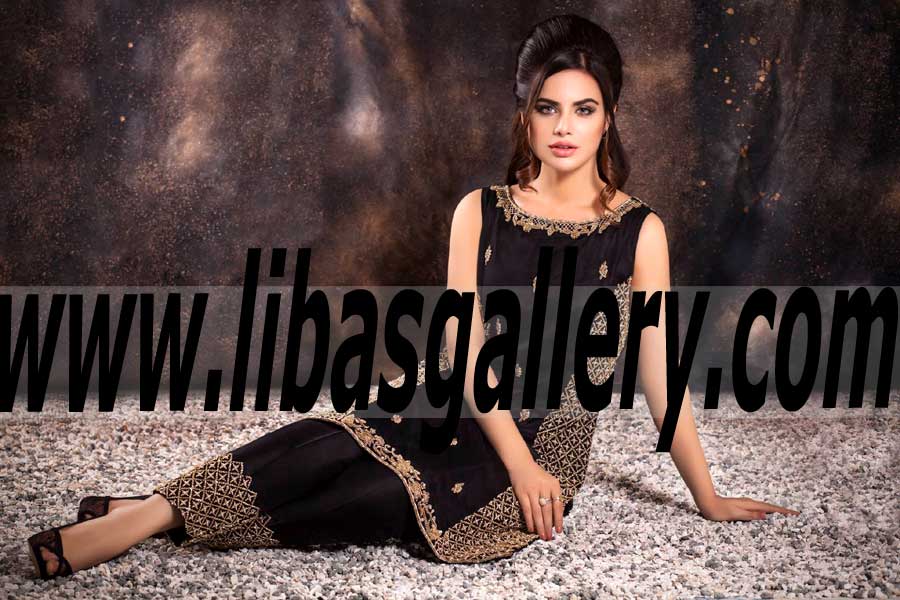 Supremely Stylish Black Party Dress with Lovely and Dazzling Embellishments for Next Formal Event