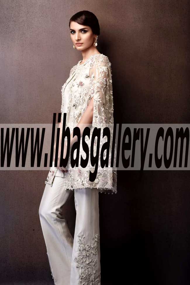 Exquisite Designer Embroidered Party Suit For Wedding Parties