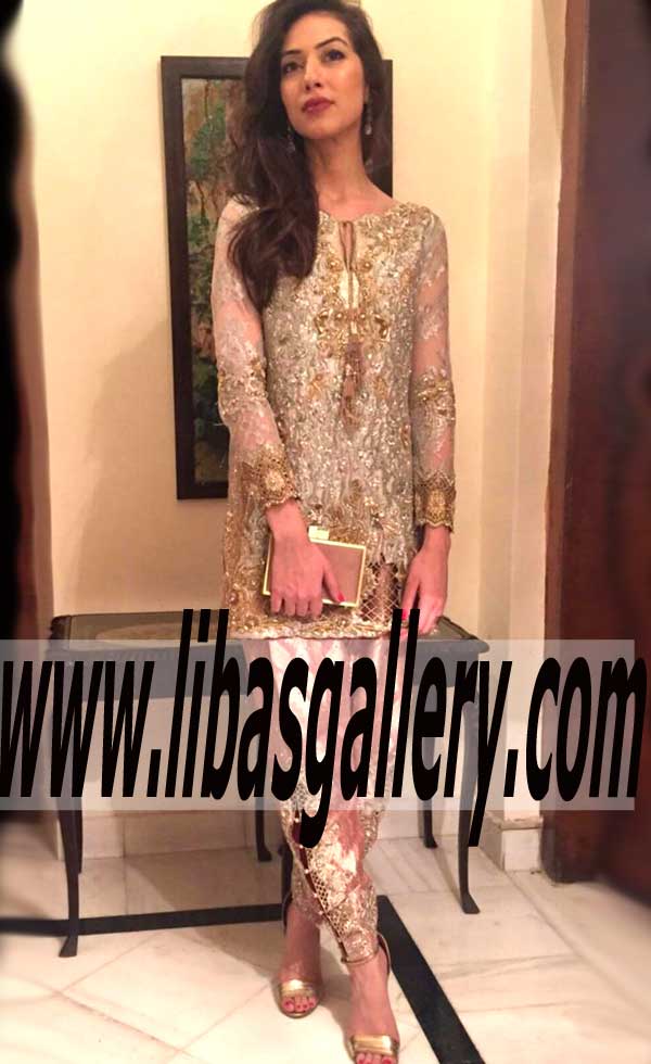 Gorgeous Designer Evening and Party Dress with Shalwar 