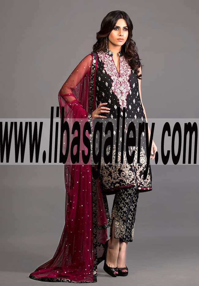 CLASSY SHORT BLACK AND BURGUNDY BRIDESMAID DRESS for Formal Events