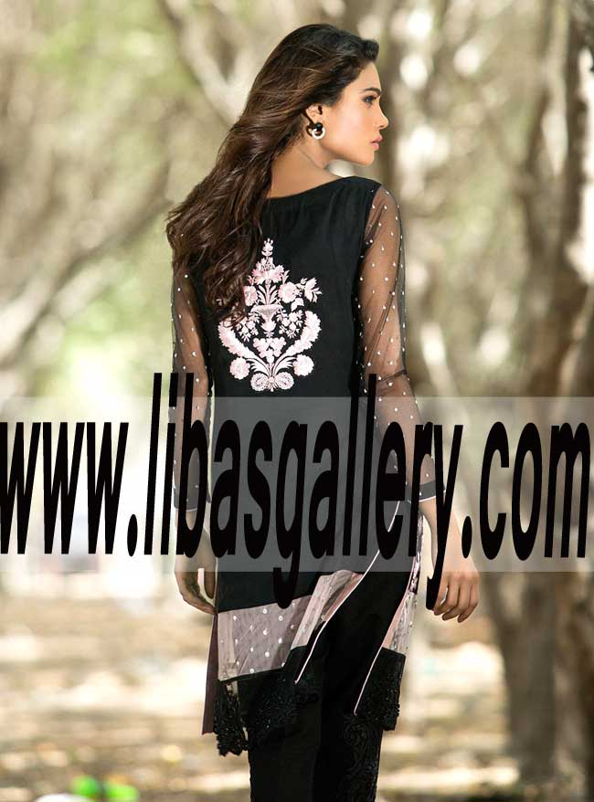 Momentous BLACK AND POWDER PINK CHIFFON SHIRT for Formal and Special Events