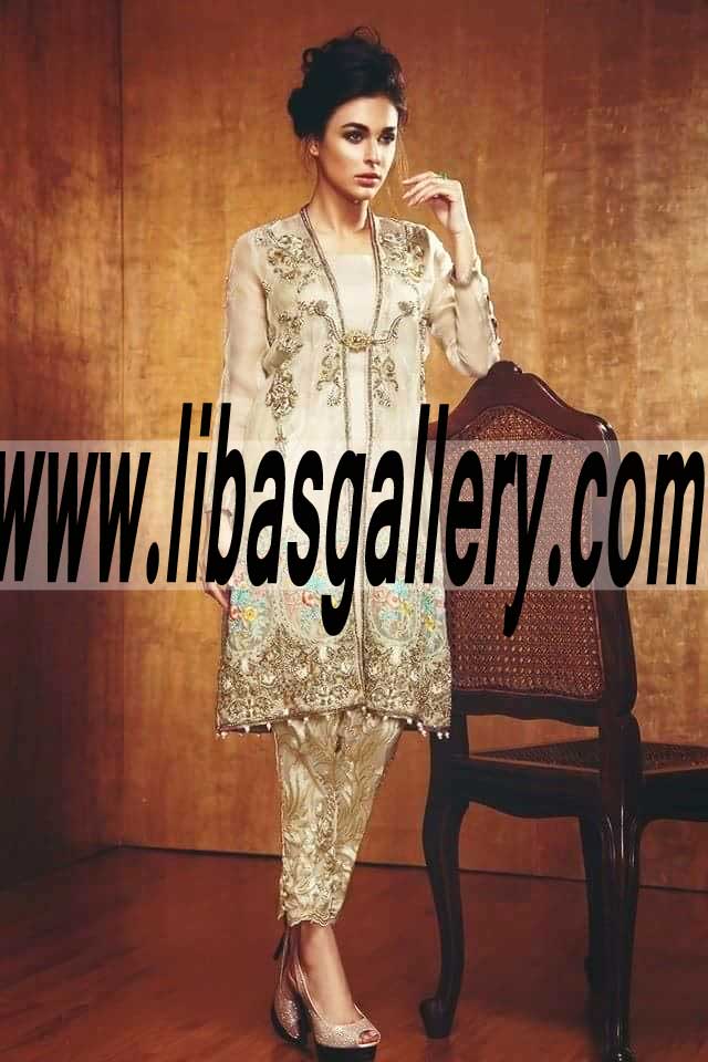 Dashing Party Wear with delicate and cool embellishments and embroidery for Evening and Formal Events