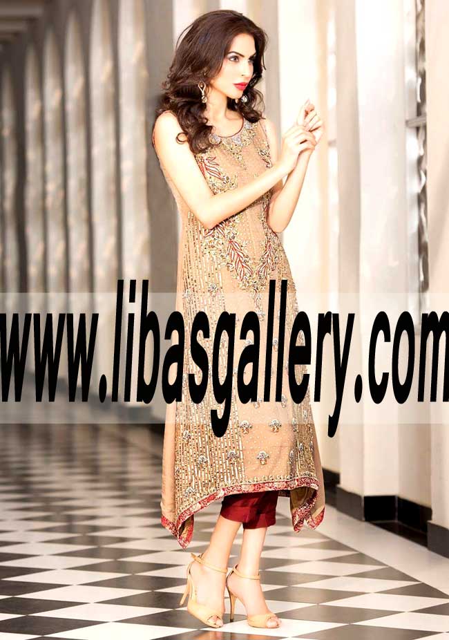 Magnificent Designer Party Wear with stylish and sophisticated embellishments for Party and Evening