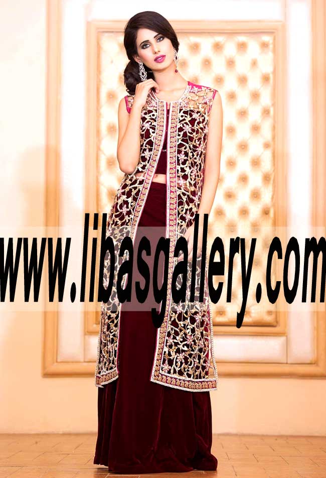 Evoking Party Wear with stunning and gorgeous cut-work embellishments and embroidery for Party and Formal Events