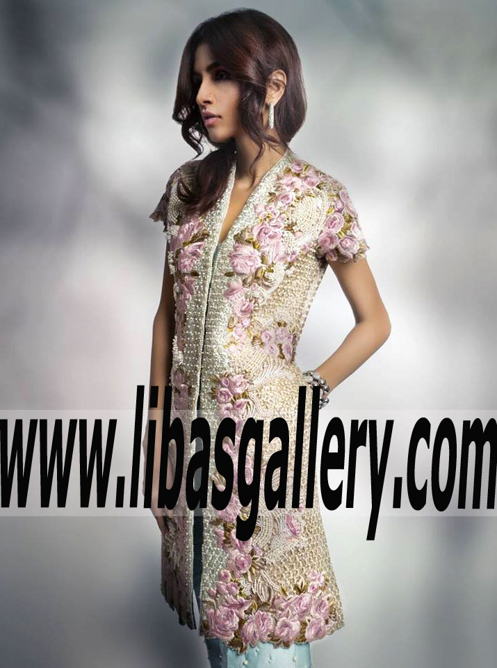 Latest Marvelous Embellished Knee Length Dress for Party and Evening