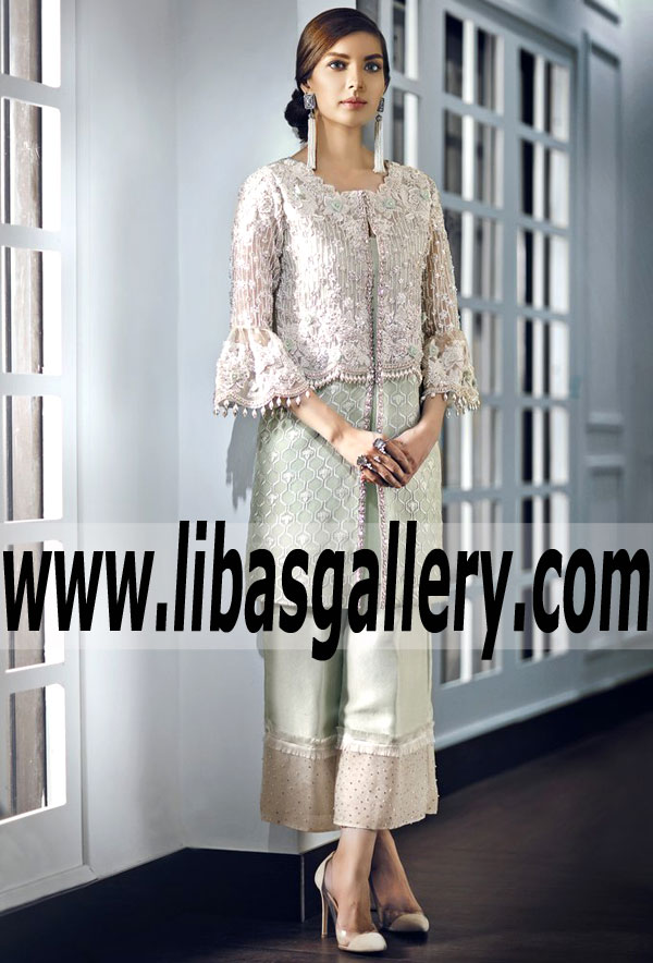 MINT PEARL Pakistani Evening Dress for Party and Formal Events