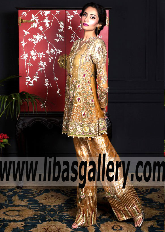 Charming Dress with straight trouser features Pretty Embellishments for Parties and Special Occasions