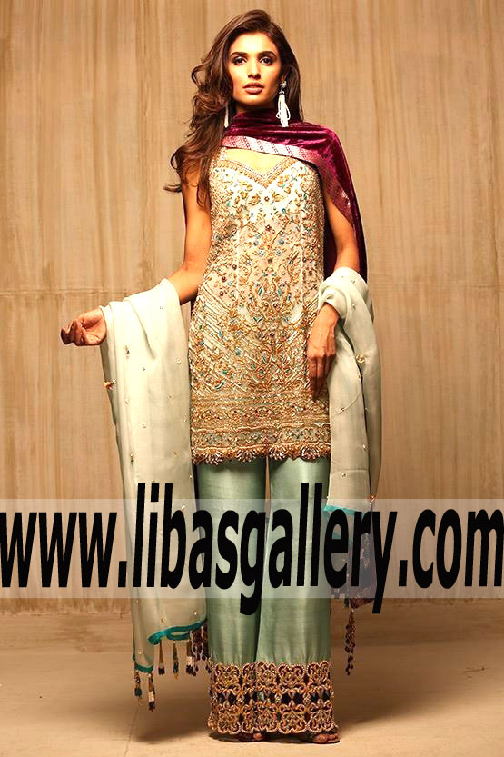 Majestic Indian Net Zardoze And Resham Worked Designer Party Dress for Wedding and Evening Events