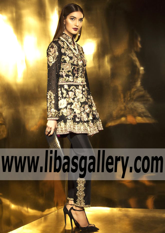 Gorgeous Black Kadupul Party Wear Peplum