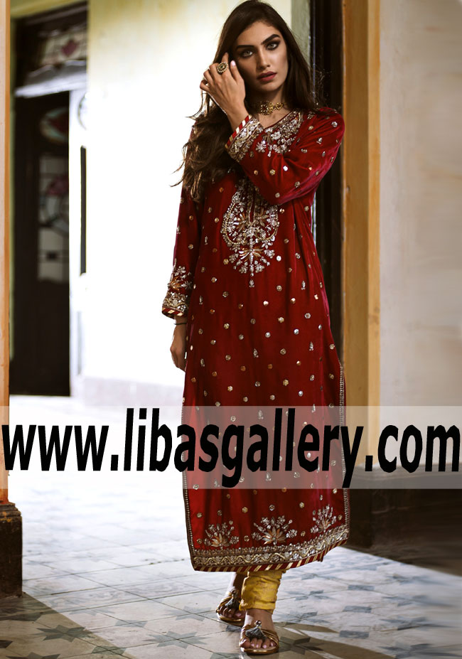 Marvelous Maroon Nongke Party Dress