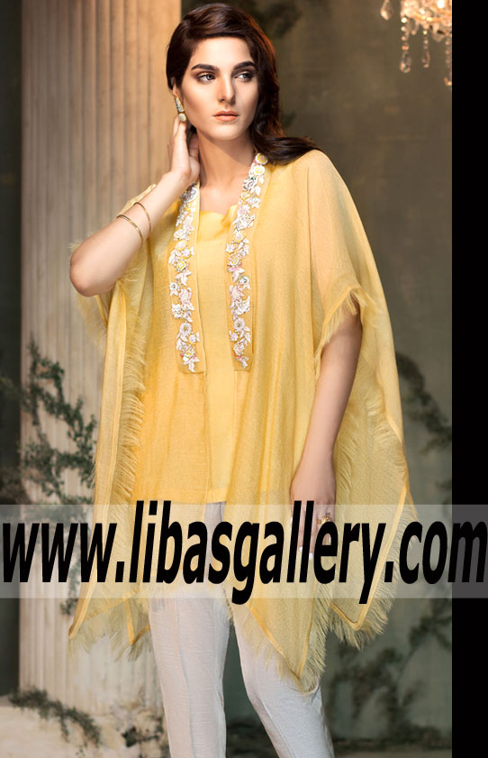 Eye Catching Yellow Embroidered Party Dress