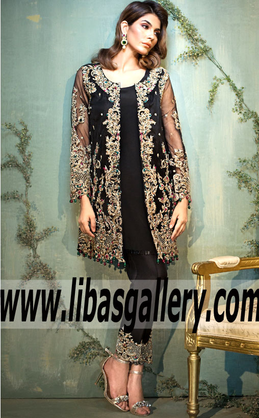 Luxurious Black Gladiolus Party Dress