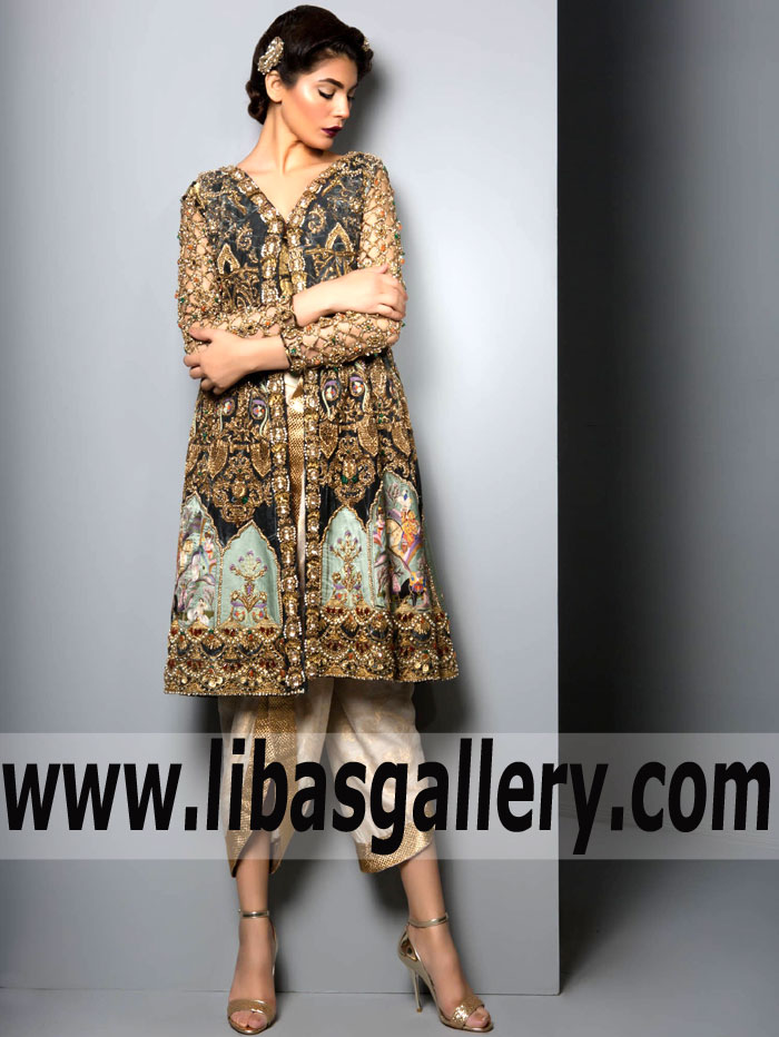 Beautiful Aster Paynes Grey Embellished Dress