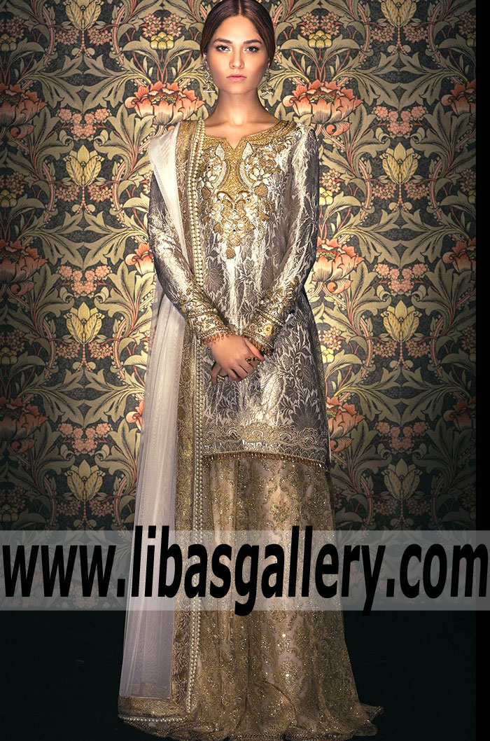 Charming Gold Glitter Lilium Dhaka Pajama